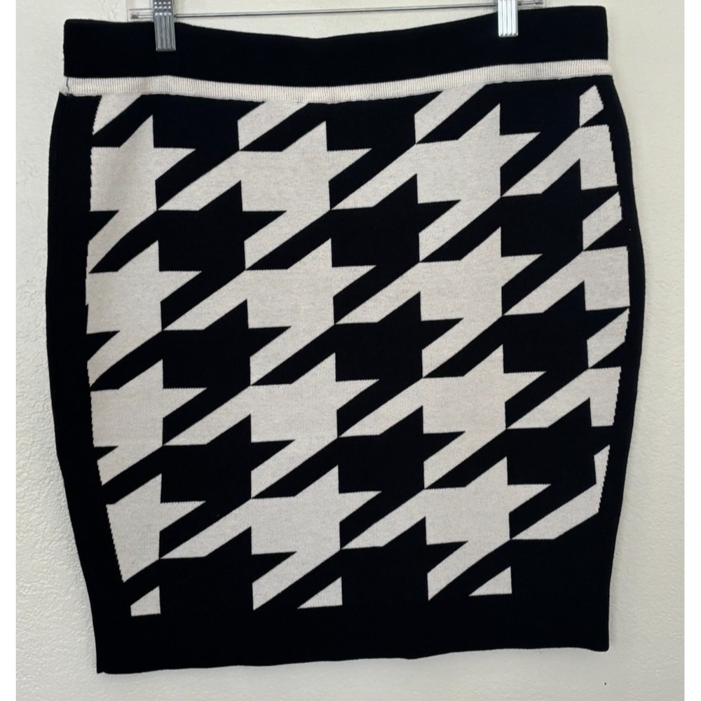 New TOCCIN Skirt XL Jackie Houndstooth Knit Retro Chic Preppy Holiday Cocktail